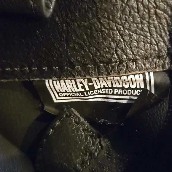 HARLEY-DAVIDSON Black Leather Shoulder Bag - Picture 3 of 4